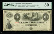 ARGENTINA Banco Argentino 10 Pesos 1-7-1873 PMG VF 30 EPQ Bauman Plate Note