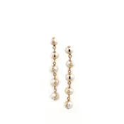 14K Gold Bezel Wrapped Five Pearl Drop Studs