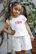 Girls Off White Textured Top