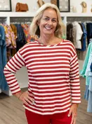 3/4 Drop Shoulder Stripe Knit Top by Multiples
