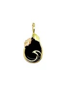 10K Black Hills Gold Leaf Black Onyx Pendant