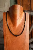 4MM Onyx and Sterling Silver 12MM Saucer 20" Necklace