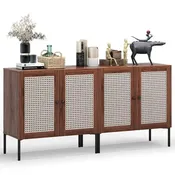 2 PCS Buffet Sideboard Wine Cabinet Cupboard with Adjustable Shelf