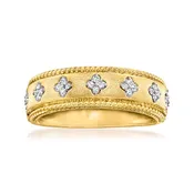 .10 ct. t.w. Diamond Clover Ring in 18kt Gold Over Sterling