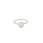 14k White Gold .50ct Cushion Cut .18ctw Pave Halo Diamond Ring