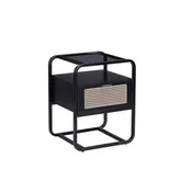 19" Colson Accent Table Black Finish - Acme Furniture: 24" High, Glass Top, Metal Frame, Storage Drawer