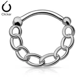 316L Surgical Steel Round Septum Clicker with Linked Chain