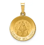14K Gold Caridad Del Cobre Medal Round 3/4″ Hollow