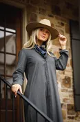 Adele Long Dress in Black Washed Denim