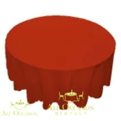 108" Round Polyester Tablecloth Red | All Occasion Rentals