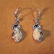 Forget Me Not &amp; Elk Ivory Leverback Earring