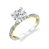 14K Two Tone 0.37ct. Round Solitaire Diamond Engagement Ring