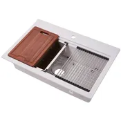 132-7381 Ruston 33″ x 22″ Single Bowl White Granite Composite Work Station Dual-Mount Sink