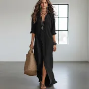 Black Maxi Shirt Dress