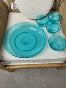 3 PC DISHWARE SET TRANSPARENT TEAL MELAMINE
