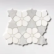 Afyon White, Avenza Dark, Dolomite Multi Finish Theodora Marble Mosaic (MYS)