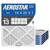 Aerostar 16x20x1 MERV 13 Air Filter, 6 Count, ACTUAL SIZE (15.50 x 19.50 x 0.75 ), HVAC, Air Conditioning &amp; Furnace Filter for Allergies, Dust, Pet Dander &amp; Smoke (MPR 1500 / FPR 10), Made in USA : Industrial &amp; Scientific