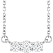 14K White Gold 1/5 CTW Natural Diamond Three-Stone 18" Necklace