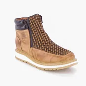 ACERO Sand & Brown Basket Wave Zipper Ankle Boot
