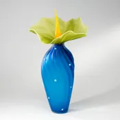 Bobtanical Tall Art Glass - Aqua Blue, Olive and Mango