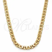 Gold Plated Basic Necklace, Mariner Design, Polished, Golden Finish, 04.242.0031.30 (140 Gauge, 05 MM Thickness, 30 Inches Length)