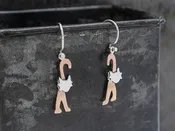 2 Piece Copper & Silver Cat Earrings