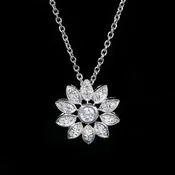 14K White Gold 0.09 CTW Diamond Flower Necklace