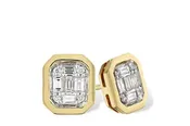 14K Gold Baguette Diamond Studs