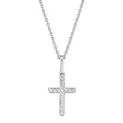 14Kwg Small Diamond Cross Necklace