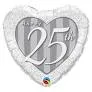 25th Silver & White Heart Balloon