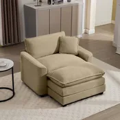 Arizona 45" Corduroy Deap Seat Sofa Armchair with Ottoman