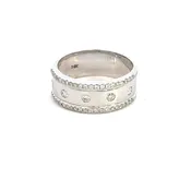 14K White Gold Wide Shiny White Gold 0.36ctw Diamond Ring