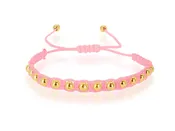 4mm Gold Bead Macrame Adjustable Bracelet - Light Pink