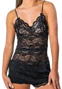 Black 3 Row Lace Camisole Chemise BW adj straps