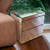 BEVELED MIRROR CHEST OF 2 DRAWERS