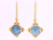 18 karat yellow gold and blue moonstone dangle earrings — 33 Jewels at El Paseo