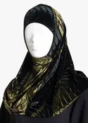 2-Piece Leaf-Style Velour Amira Hijab – Black | hi2987