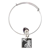 Adjustable Bracelet – Square Photo and Silver Heart Charm