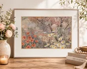 17.25" X 24" ROBERT LAESSIG "MISTY MARSH" BEIGE FRAME,FLORAL MOTIF