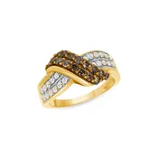 1.05 CT. T.W. Ladies Round Diamond and Chocolate Diamond Twisted Ring