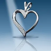 0.05 Ct. Diamond 10 Kt Gold (White). Heart Pendant. (Women).