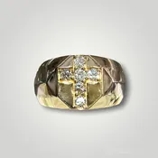 0.63 CT.T.W. Diamond Cross Signet Ring in 14k gold