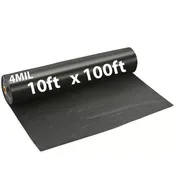 10ftX100ft Black Plastic Sheeting 4 Mil Low Density LDPE 1 Roll