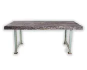 Antique Reclaimed Wood Counter Height Dining Table on Steel Base