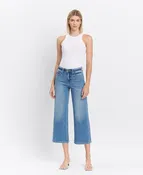 Beckoned - High Rise Crop Wide Leg Jeans