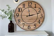 30" Large Solid Soft Maple Wood Clock with Black Roman Numerals