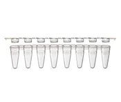 0.1 mL 8-Strip Tubes, Low Profile, with Separate 8-Strip Clear Flat Caps, Natural, 1250/CS, Globe Scientific, PCR-STR-01F