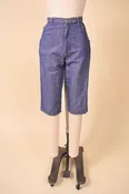 Blue 50s Long Chambray Shorts, S