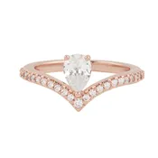 Asymmetrical Pear and Diamond Pavé V Engagement Ring Setting