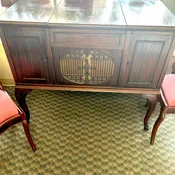 Antique Brunswick Console Phonograph w/Records